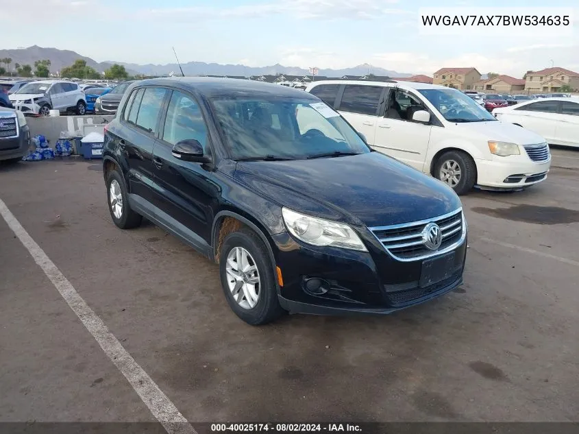 2011 Volkswagen Tiguan S VIN: WVGAV7AX7BW534635 Lot: 40025174