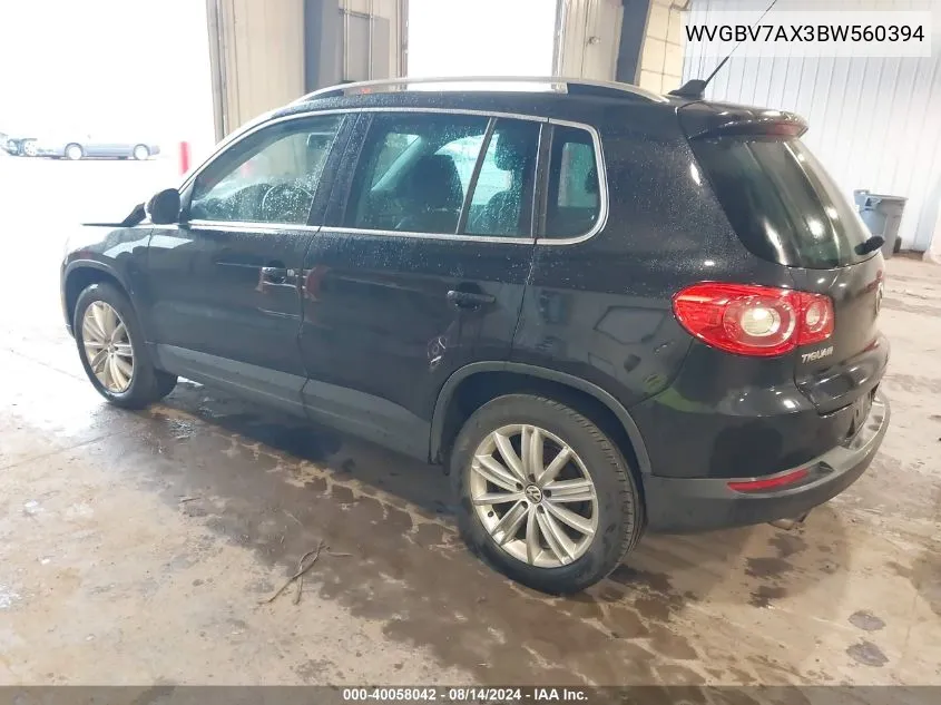 2011 Volkswagen Tiguan Se VIN: WVGBV7AX3BW560394 Lot: 40058042