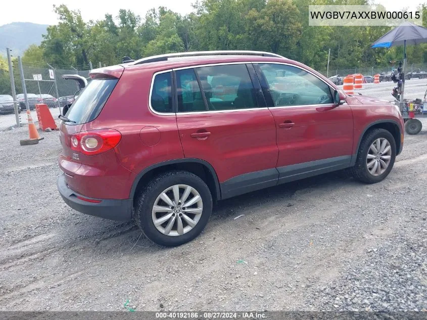 WVGBV7AXXBW000615 2011 Volkswagen Tiguan Se