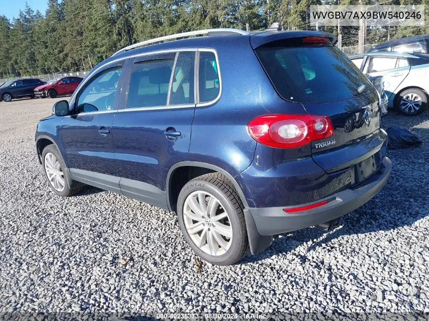 2011 Volkswagen Tiguan Sel VIN: WVGBV7AX9BW540246 Lot: 40235373