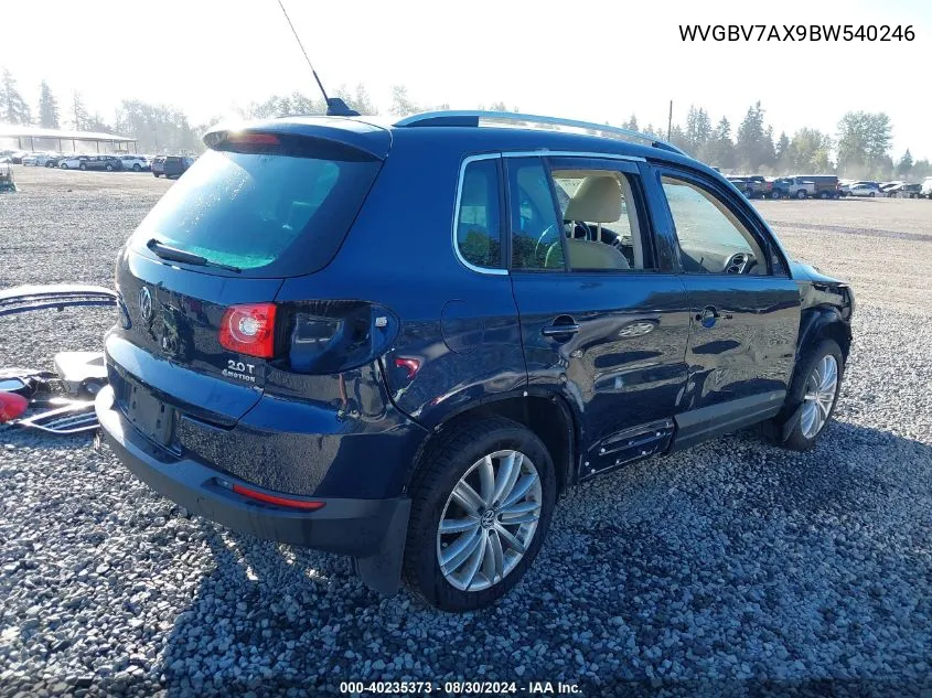 2011 Volkswagen Tiguan Sel VIN: WVGBV7AX9BW540246 Lot: 40235373