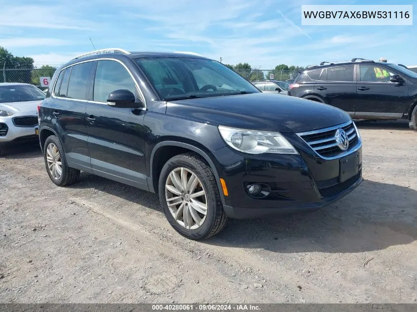 2011 Volkswagen Tiguan Se VIN: WVGBV7AX6BW531116 Lot: 40280061