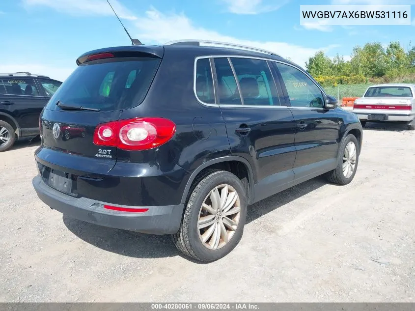 2011 Volkswagen Tiguan Se VIN: WVGBV7AX6BW531116 Lot: 40280061