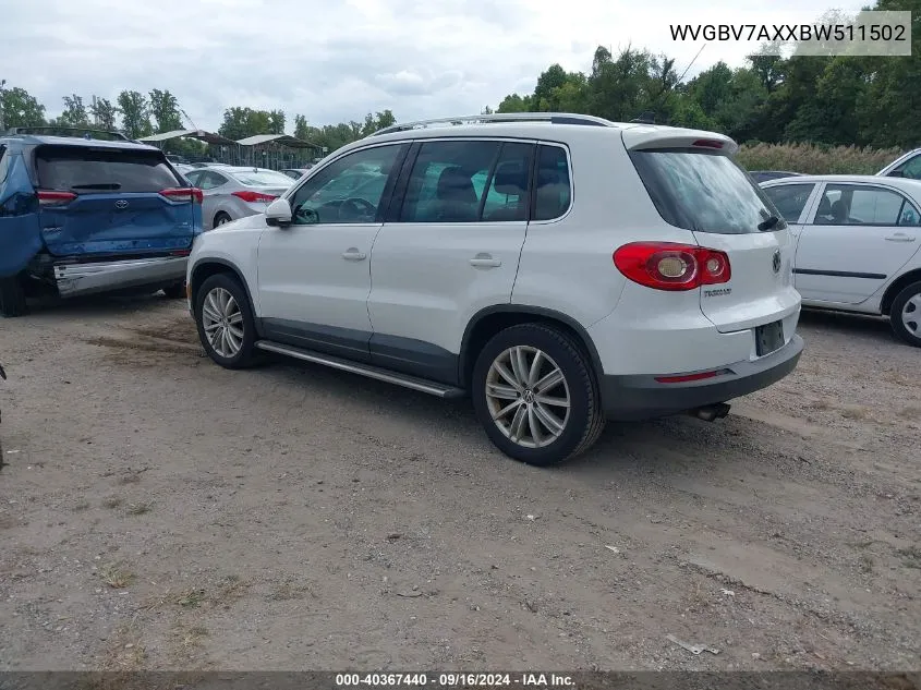 WVGBV7AXXBW511502 2011 Volkswagen Tiguan Sel