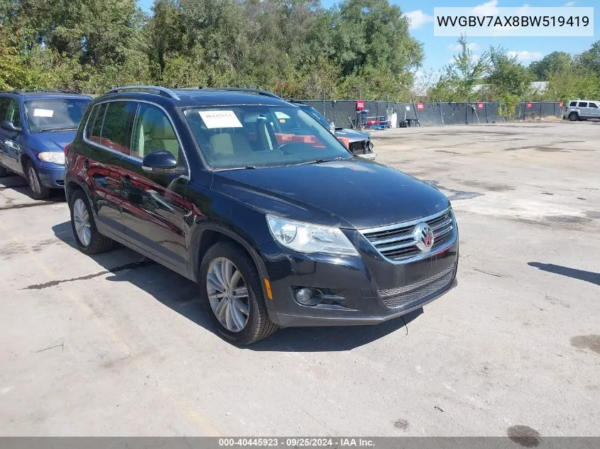 2011 Volkswagen Tiguan Se VIN: WVGBV7AX8BW519419 Lot: 40445923