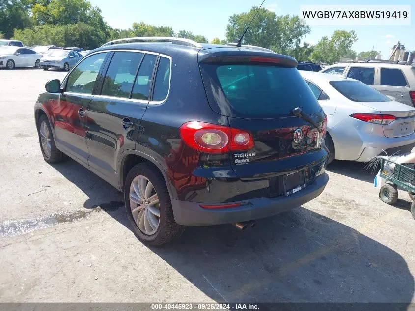 WVGBV7AX8BW519419 2011 Volkswagen Tiguan Se