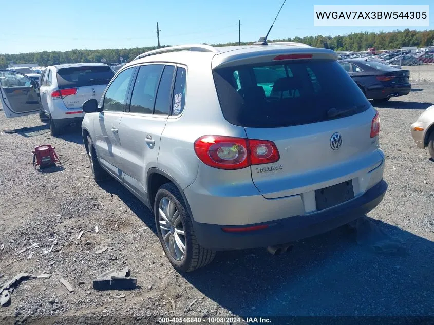 2011 Volkswagen Tiguan Sel VIN: WVGAV7AX3BW544305 Lot: 40546640