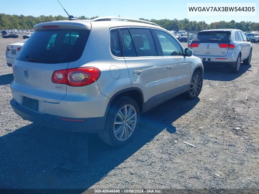 2011 Volkswagen Tiguan Sel VIN: WVGAV7AX3BW544305 Lot: 40546640