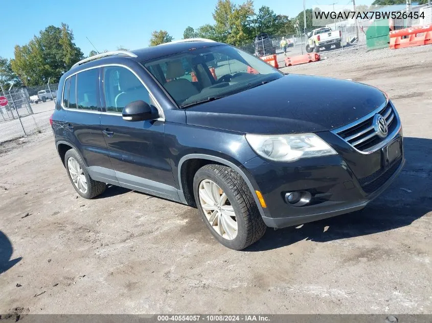 2011 Volkswagen Tiguan Se VIN: WVGAV7AX7BW526454 Lot: 40554057