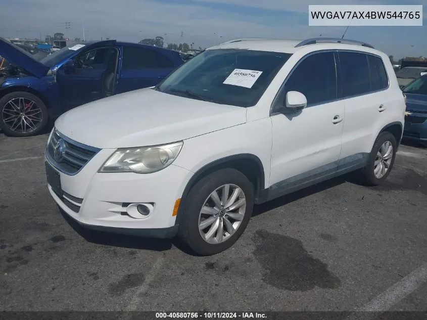 2011 Volkswagen Tiguan S/Se/Sel VIN: WVGAV7AX4BW544765 Lot: 40580756