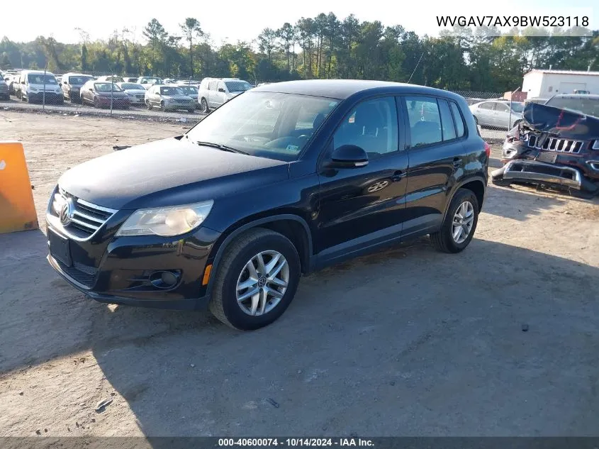 2011 Volkswagen Tiguan S VIN: WVGAV7AX9BW523118 Lot: 40600074