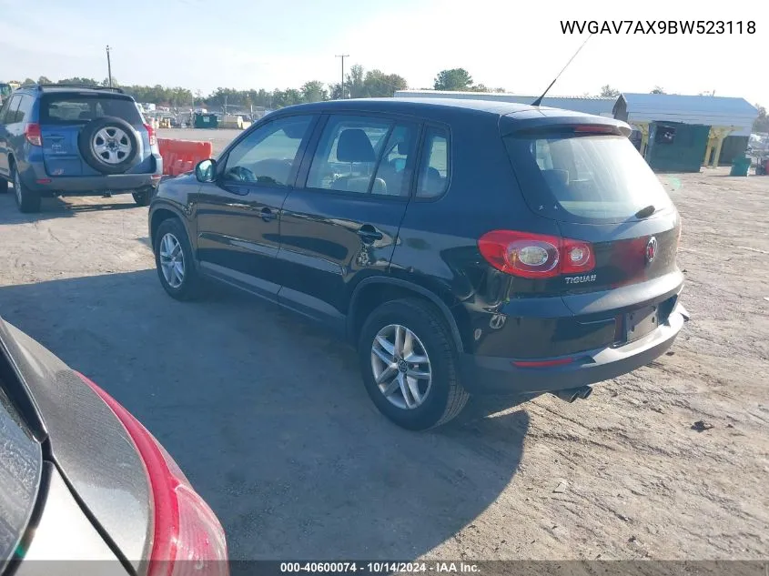 2011 Volkswagen Tiguan S VIN: WVGAV7AX9BW523118 Lot: 40600074