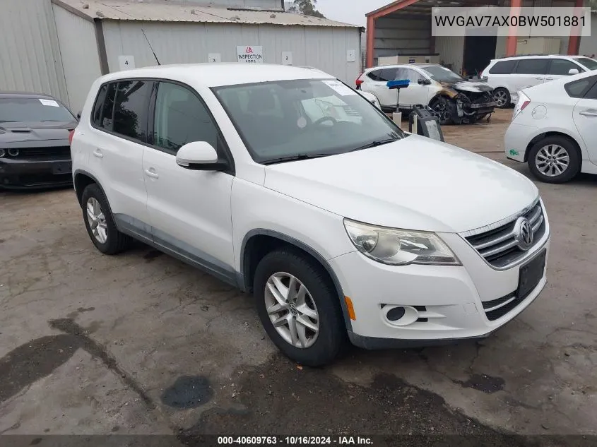 2011 Volkswagen Tiguan S VIN: WVGAV7AX0BW501881 Lot: 40609763