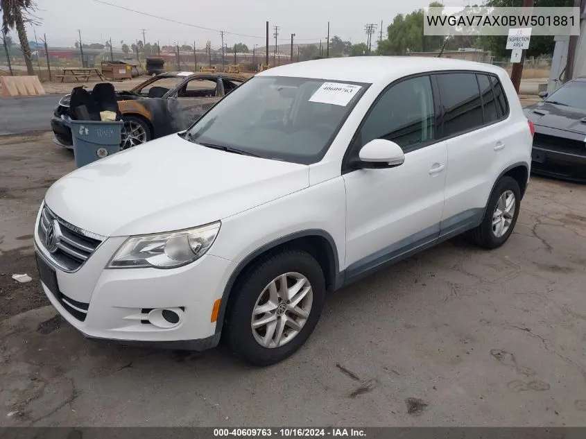 2011 Volkswagen Tiguan S VIN: WVGAV7AX0BW501881 Lot: 40609763