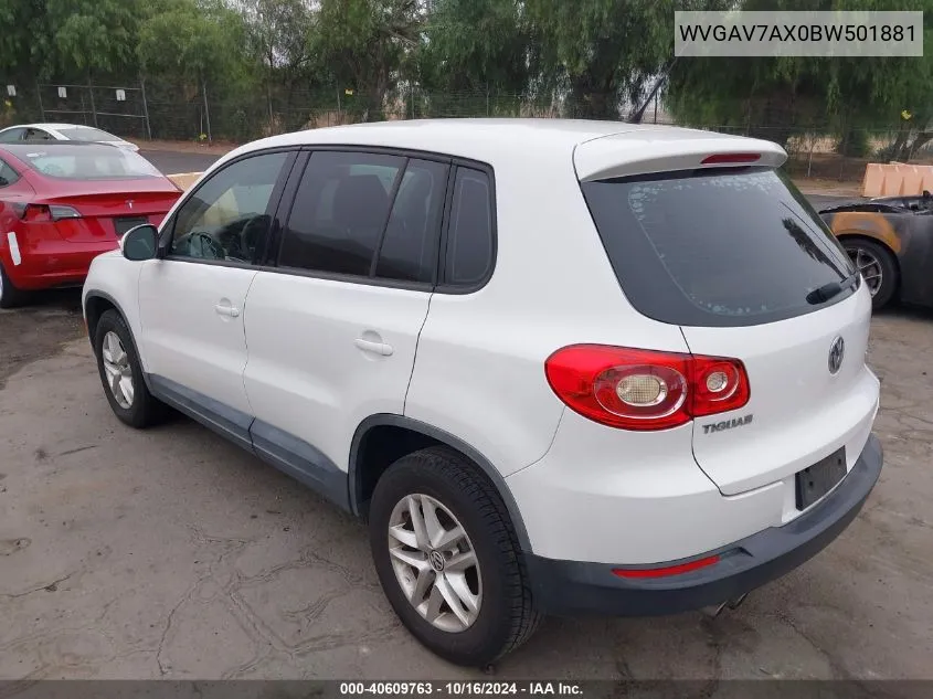 2011 Volkswagen Tiguan S VIN: WVGAV7AX0BW501881 Lot: 40609763