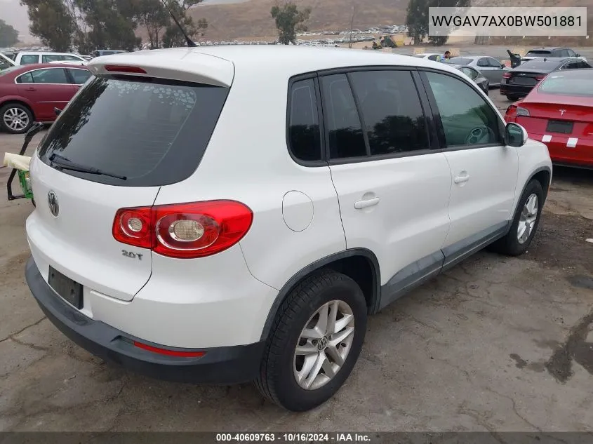 2011 Volkswagen Tiguan S VIN: WVGAV7AX0BW501881 Lot: 40609763