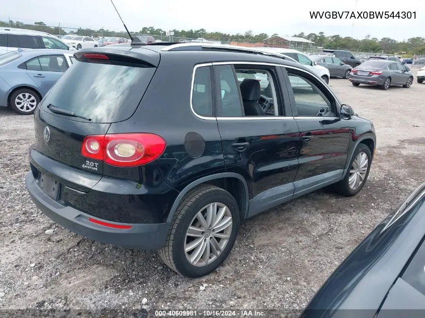 2011 Volkswagen Tiguan Se VIN: WVGBV7AX0BW544301 Lot: 40609981