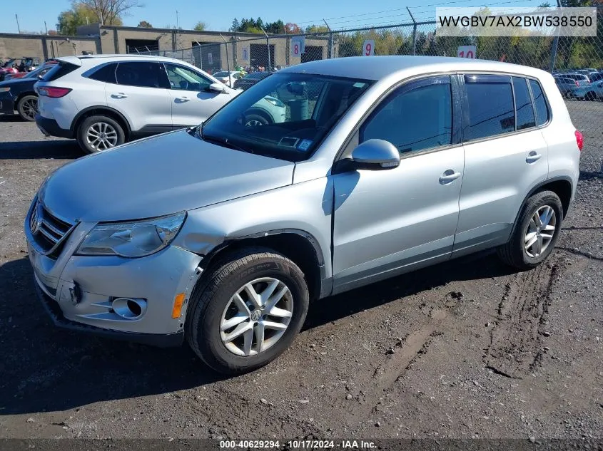 2011 Volkswagen Tiguan S VIN: WVGBV7AX2BW538550 Lot: 40629294