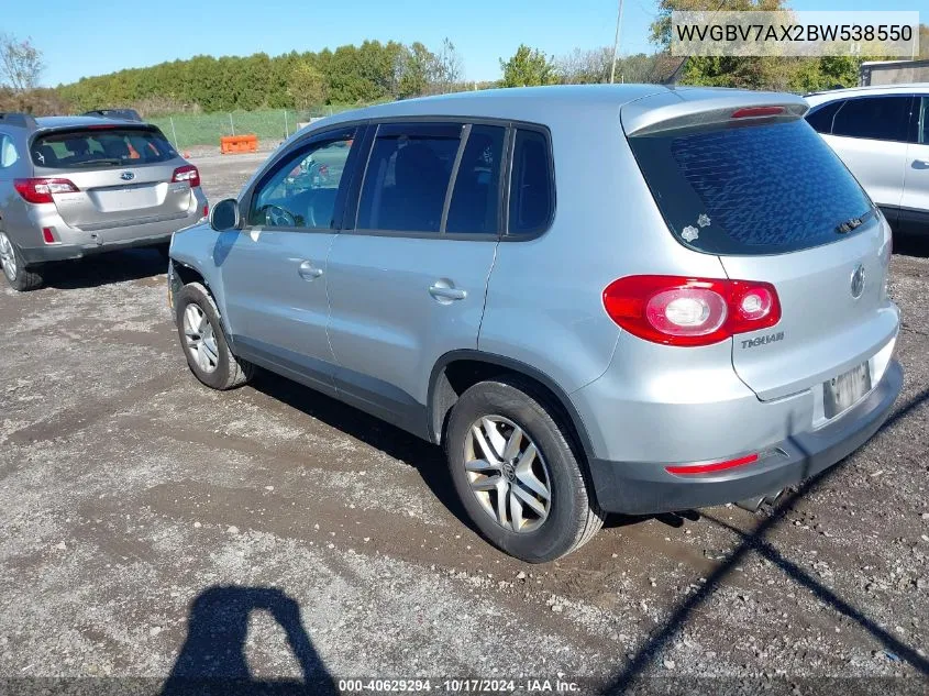 2011 Volkswagen Tiguan S VIN: WVGBV7AX2BW538550 Lot: 40629294