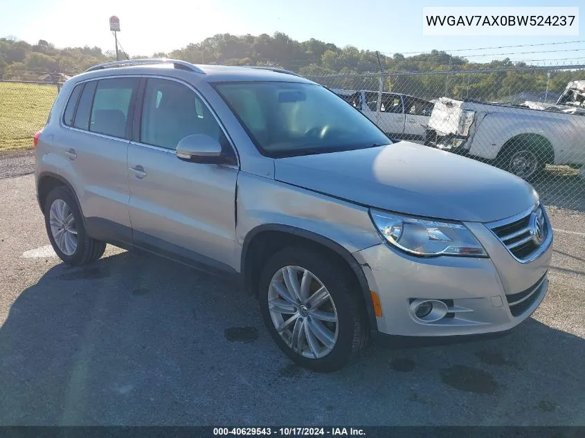 2011 Volkswagen Tiguan Se VIN: WVGAV7AX0BW524237 Lot: 40629543