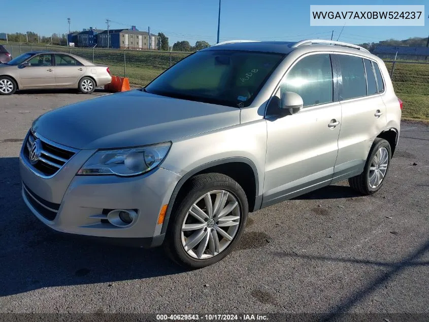 2011 Volkswagen Tiguan Se VIN: WVGAV7AX0BW524237 Lot: 40629543