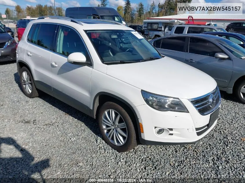 2011 Volkswagen Tiguan Sel VIN: WVGBV7AX2BW545157 Lot: 40648336