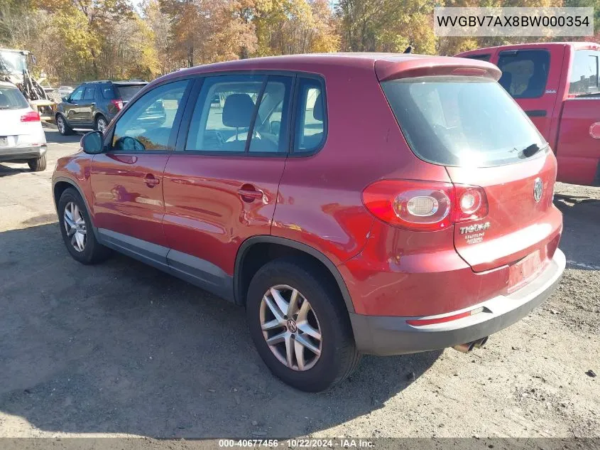 2011 Volkswagen Tiguan S VIN: WVGBV7AX8BW000354 Lot: 40677456