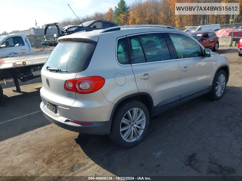 2011 Volkswagen Tiguan Se VIN: WVGBV7AX4BW515612 Lot: 40686239