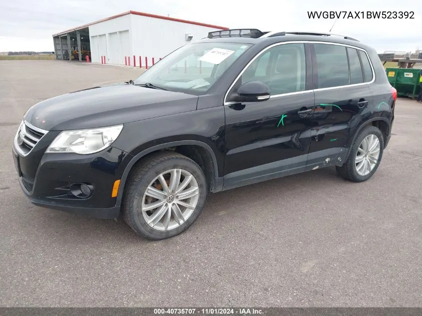 2011 Volkswagen Tiguan Se VIN: WVGBV7AX1BW523392 Lot: 40735707