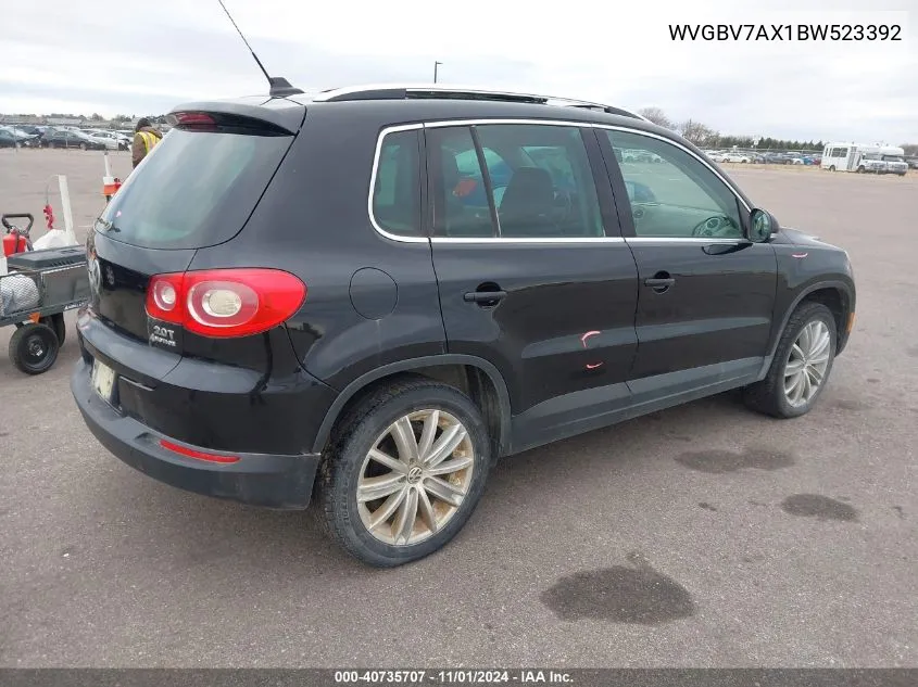 2011 Volkswagen Tiguan Se VIN: WVGBV7AX1BW523392 Lot: 40735707