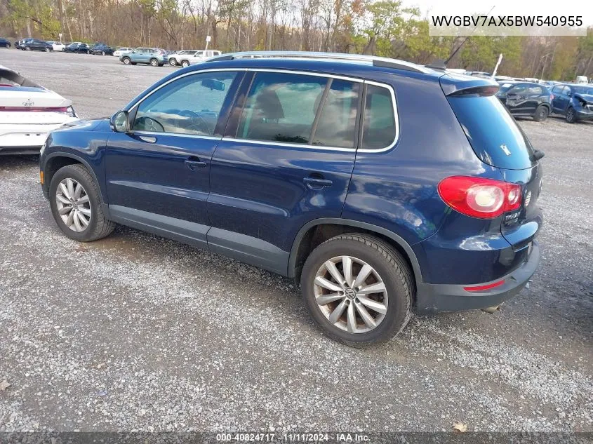 2011 Volkswagen Tiguan Se VIN: WVGBV7AX5BW540955 Lot: 40824717