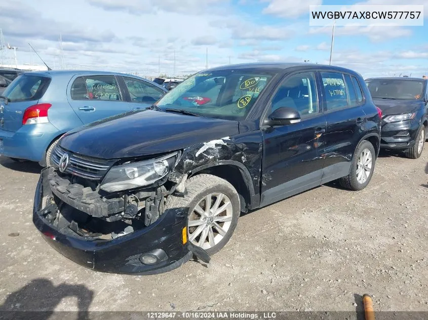 WVGBV7AX8CW577757 2012 Volkswagen Tiguan S/Se/Sel