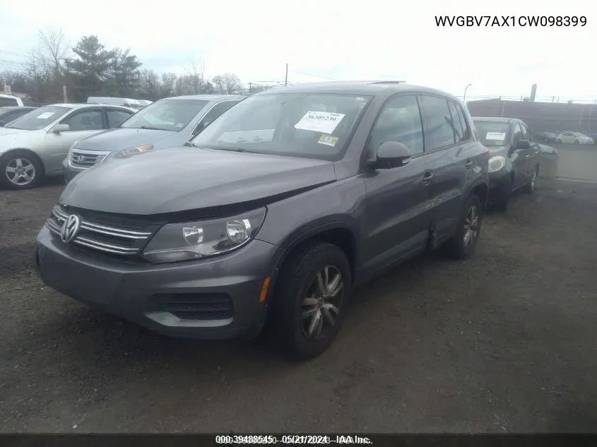 2012 Volkswagen Tiguan S VIN: WVGBV7AX1CW098399 Lot: 39488545