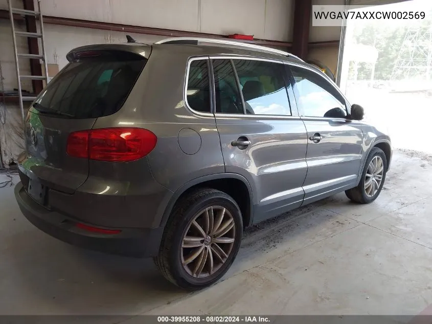 2012 Volkswagen Tiguan Se VIN: WVGAV7AXXCW002569 Lot: 39955208