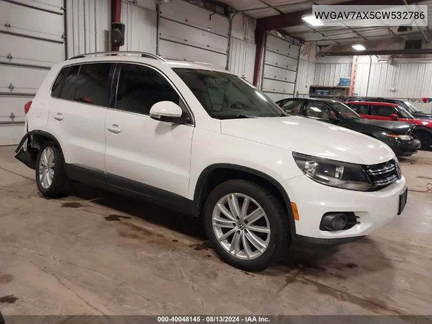 2012 Volkswagen Tiguan Se VIN: WVGAV7AX5CW532786 Lot: 40048145