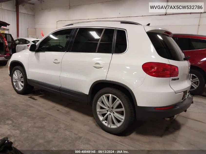 2012 Volkswagen Tiguan Se VIN: WVGAV7AX5CW532786 Lot: 40048145