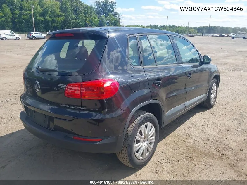 WVGCV7AX1CW504346 2012 Volkswagen Tiguan S