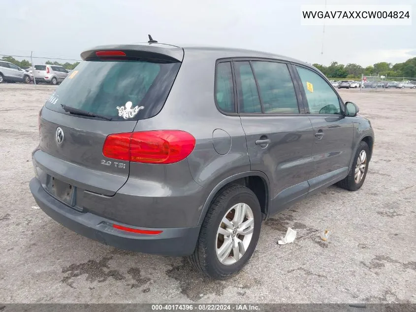 WVGAV7AXXCW004824 2012 Volkswagen Tiguan S