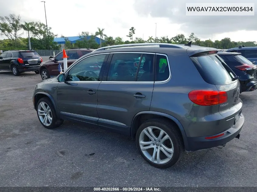 2012 Volkswagen Tiguan Sel VIN: WVGAV7AX2CW005434 Lot: 40202866