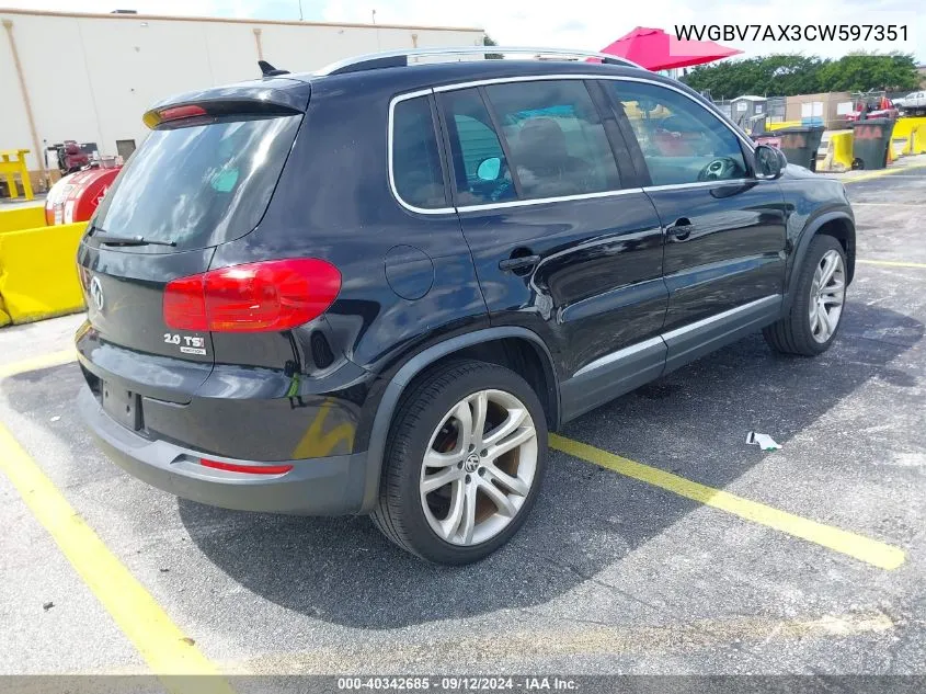 WVGBV7AX3CW597351 2012 Volkswagen Tiguan Sel