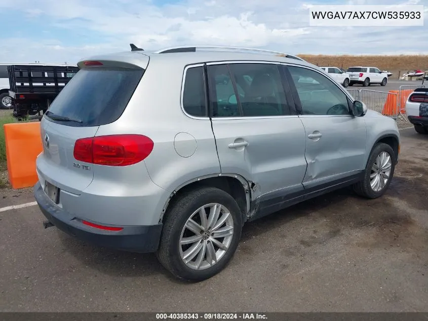 2012 Volkswagen Tiguan Se VIN: WVGAV7AX7CW535933 Lot: 40385343