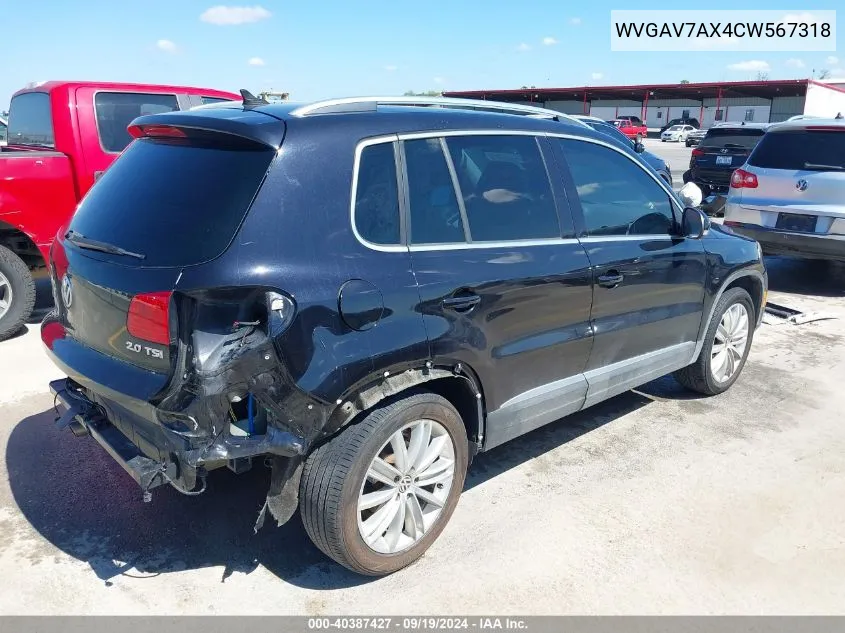 WVGAV7AX4CW567318 2012 Volkswagen Tiguan Se