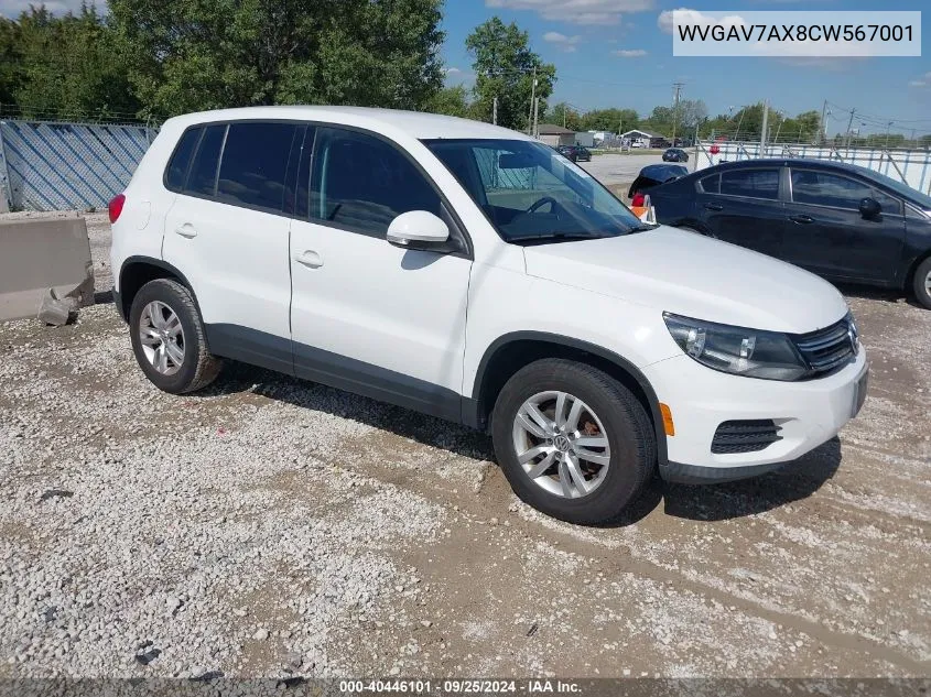 WVGAV7AX8CW567001 2012 Volkswagen Tiguan S