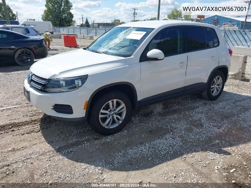 WVGAV7AX8CW567001 2012 Volkswagen Tiguan S