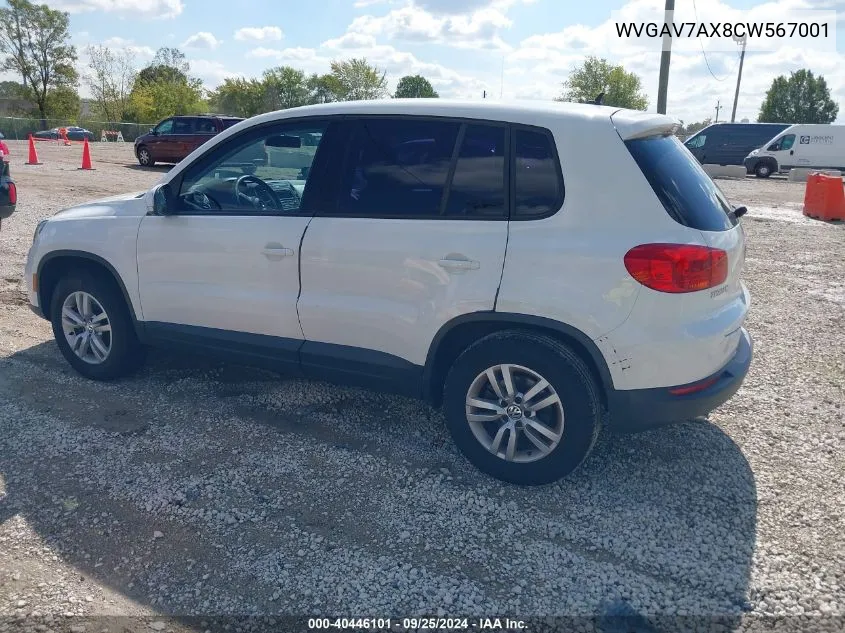 WVGAV7AX8CW567001 2012 Volkswagen Tiguan S