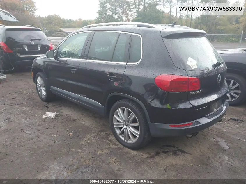 2012 Volkswagen Tiguan S/Se/Sel VIN: WVGBV7AX9CW583390 Lot: 40492577