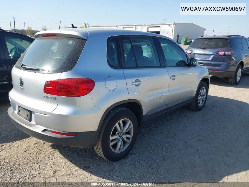 2012 Volkswagen Tiguan S VIN: WVGAV7AXXCW590697 Lot: 40535017