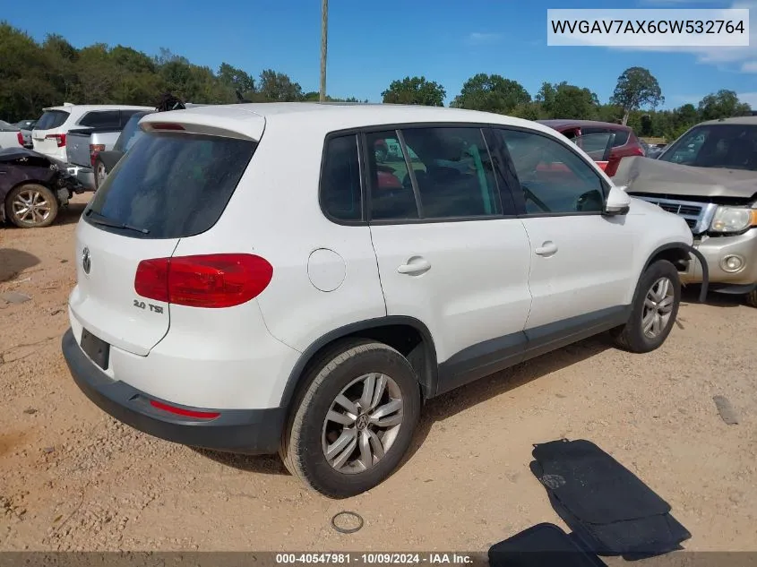 2012 Volkswagen Tiguan Le/S/Se/Sel VIN: WVGAV7AX6CW532764 Lot: 40547981