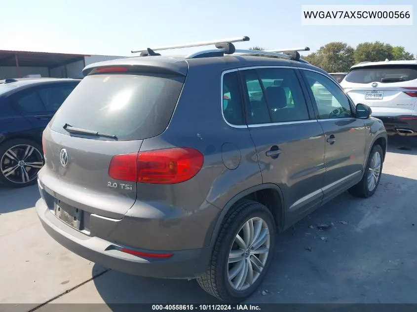 WVGAV7AX5CW000566 2012 Volkswagen Tiguan S/Se/Sel