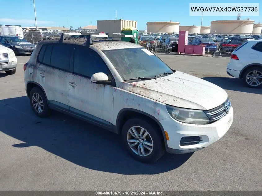 WVGAV7AX4CW537736 2012 Volkswagen Tiguan S